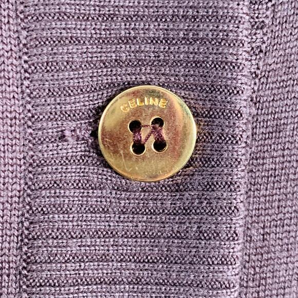 CELINE Size M Brown Beige Color Block 2 Pockets Cardigan - Picture 2 of 5